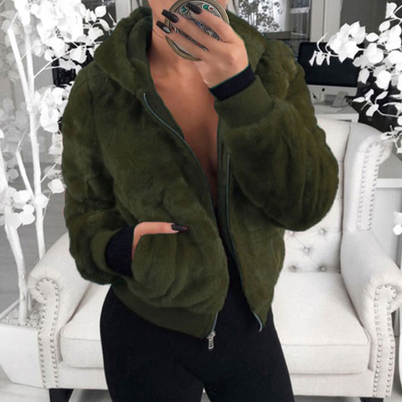 Women Winter Hoodie Fleece Coat Teddy 