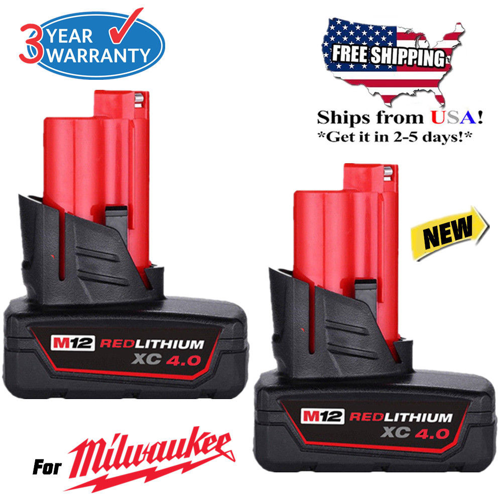 2x 12v For Milwaukee 48 11 2460 M12 Red Lithium Xc 40 Extended Capacity Battery 611745828998 Ebay 7805