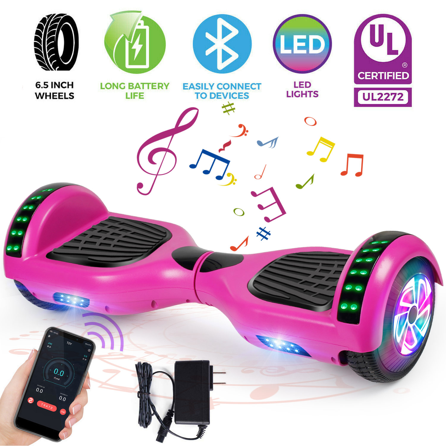 6.5/'/' Bluetooth Hoverboard Electric Self Balance Scooter With LED Light no Bag