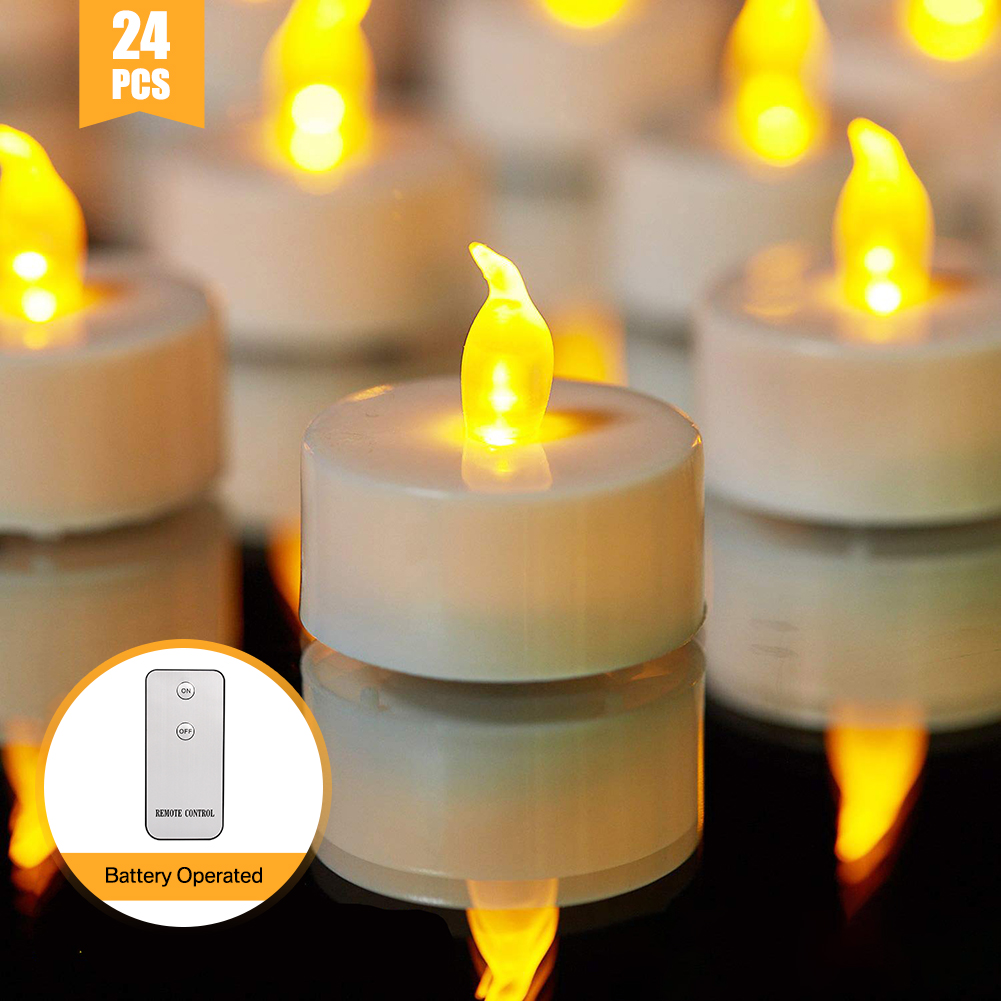 12//24pcs LED Coin Battery Power Fake Candle Flickering Tealight Tea Lights Decor