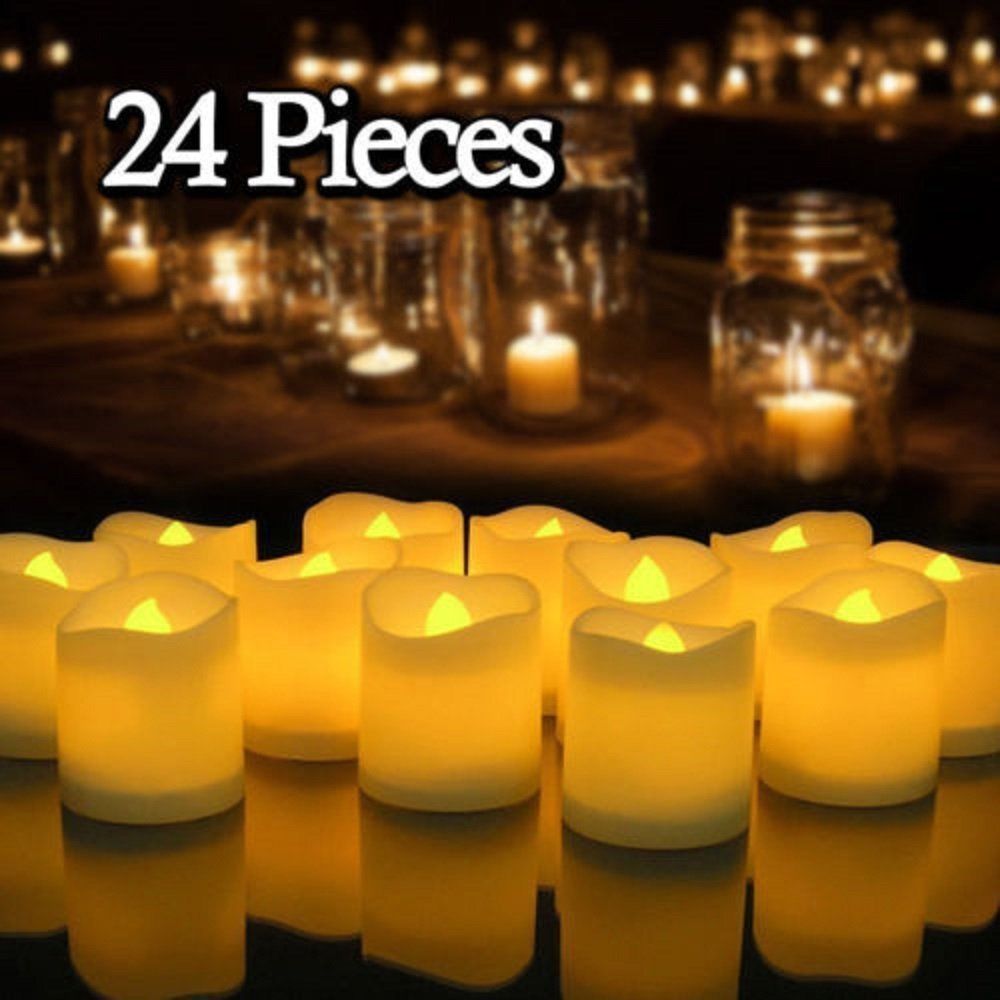 24 PCS Xmas Flameless Votive Tealight Candles Battery Operated LED Tea Light 