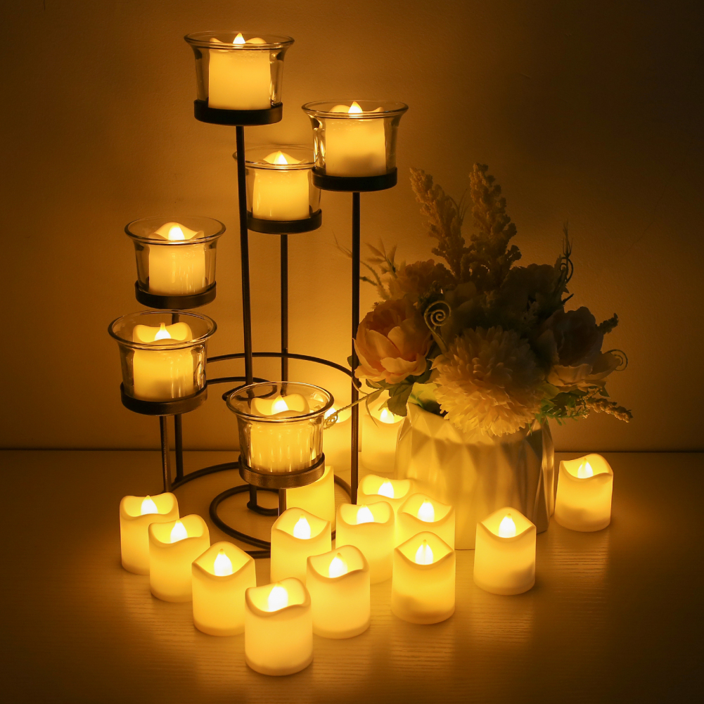 24/48/96 Flameless LED Tea Lights Votive Candles Lamp Decor Battery Operated Set