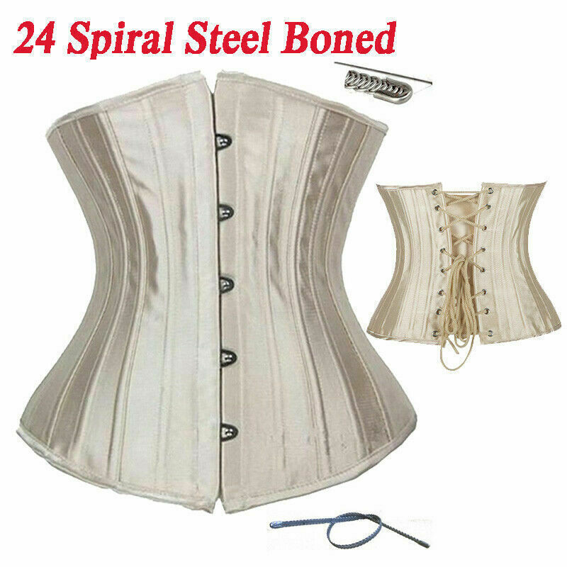 Women's Waist Trainer 24 Spiral Steel Boned Underbust Lace Up
