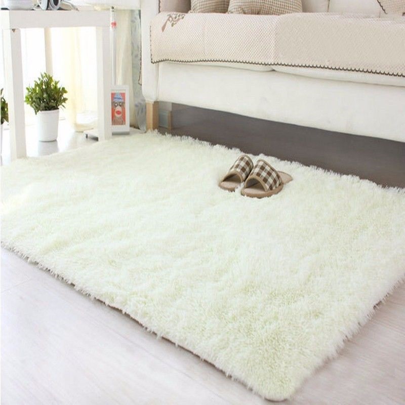 Small Round Fluffy Rugs Anti-Skid Shaggy Area Rug Bedroom House Floor Mat Carpet