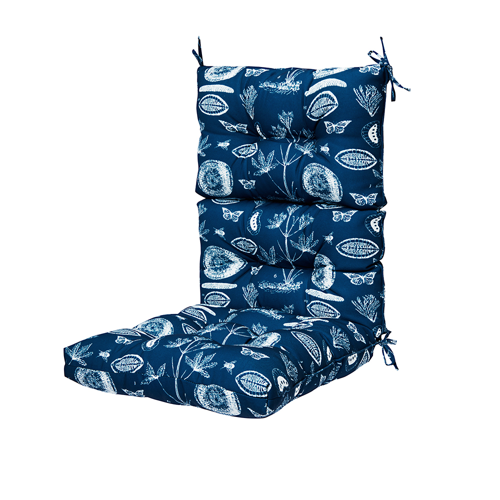 Blue New High Rebound Foam Basics Tufted Outdoor High Back Patio Chair Cushion 