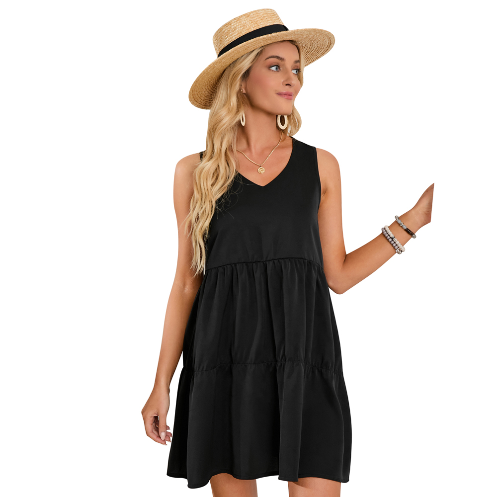 Women's Summer Sleeveless Dress Casual Loose Flowy Swing Shift Dress Tank Top - Picture 13 of 17