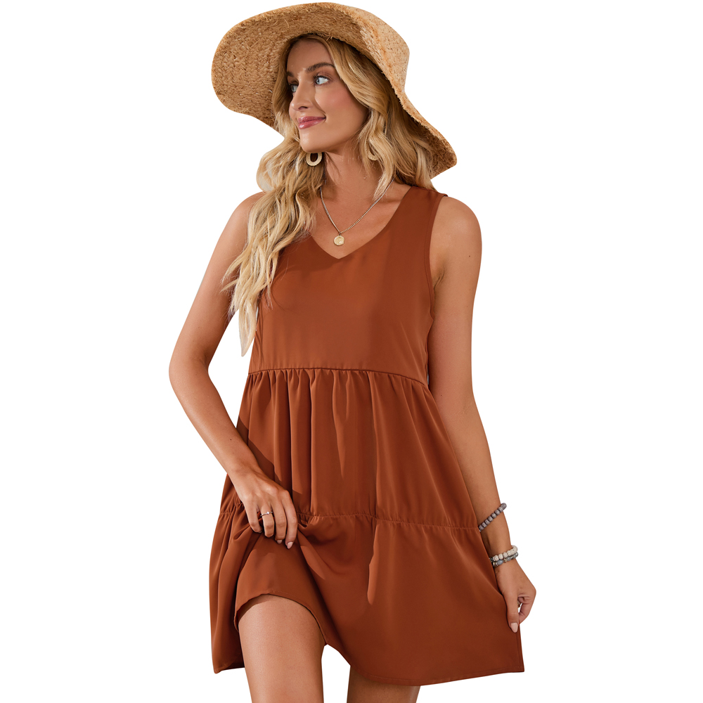 Women's Summer Sleeveless Dress Casual Loose Flowy Swing Shift Dress Tank Top - Picture 17 of 17