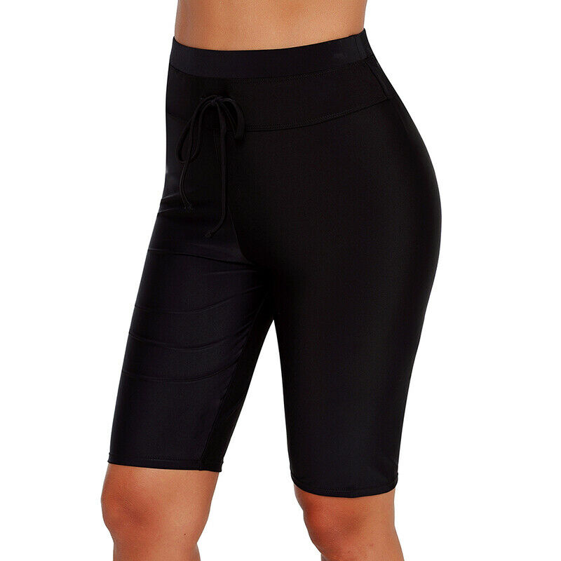 Women Boardshort High Waist Sport Swim Pant Bottoms Tankini Long Shorts