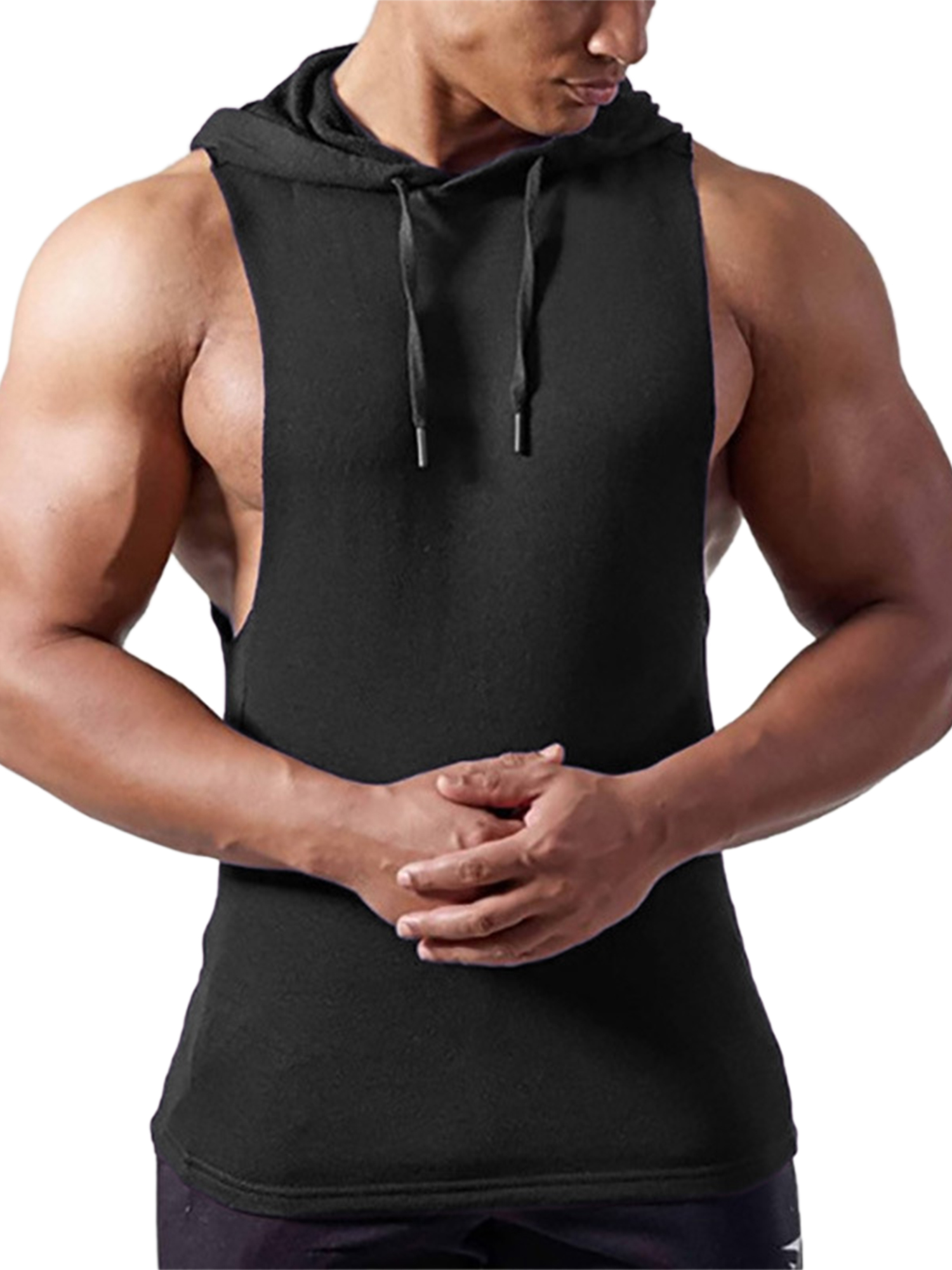 Mens Gym Hoodie Muscle Fitness Vest,MmNote Ink Print Technology Lightweight Cool Quick Breathable Quick-Dry Workout Tank Top 