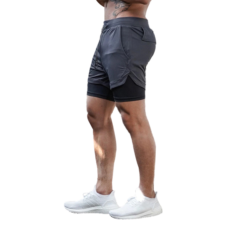 New Men Running Shorts with Phone Pockets 2 In 1 Sports Pants Jogging ...