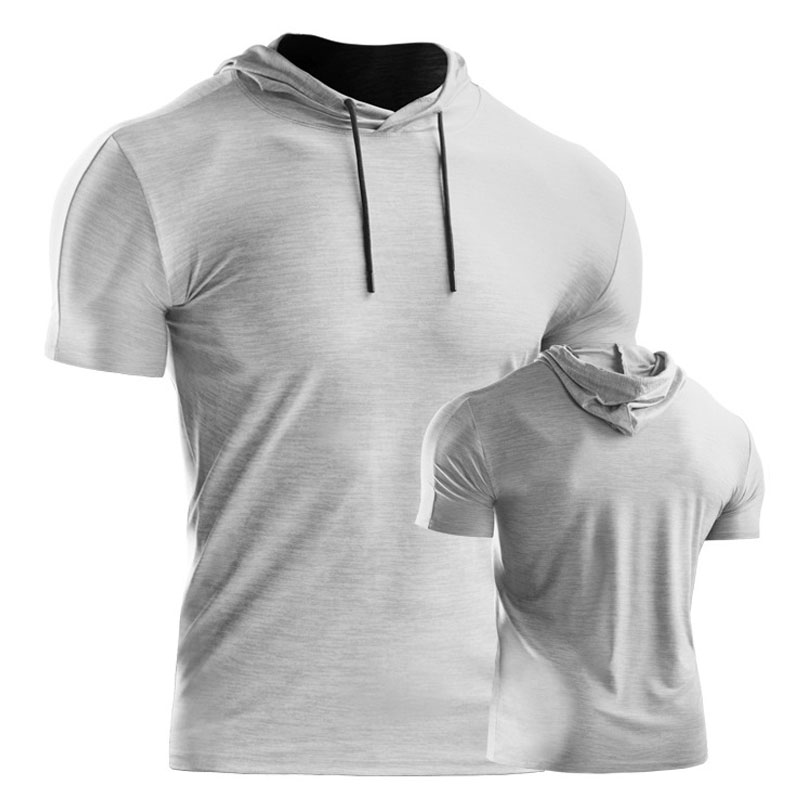 Mens short sleeve online workout hoodie