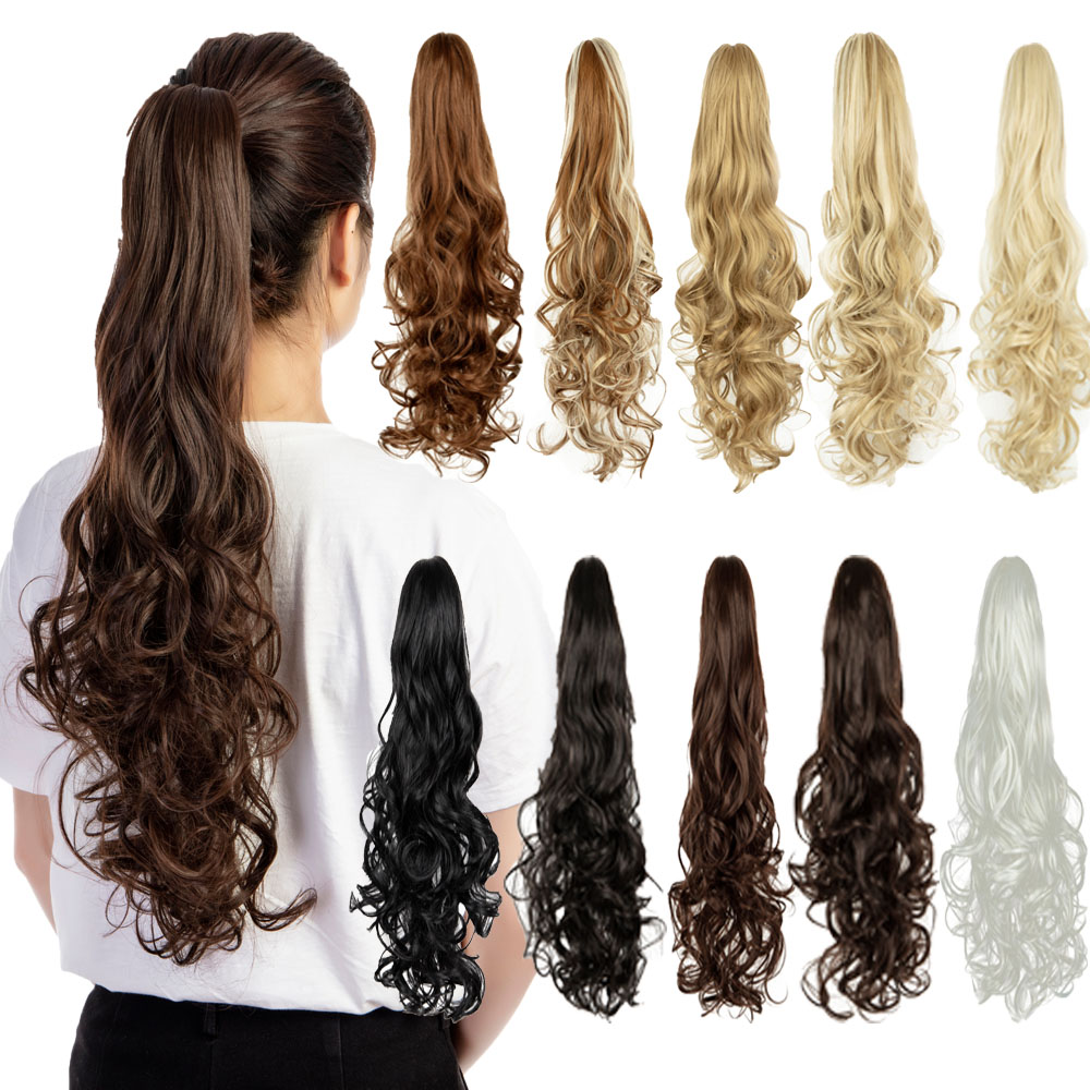 24 170g Women Long Curly Claw Ponytail Clip In Wavy Hair