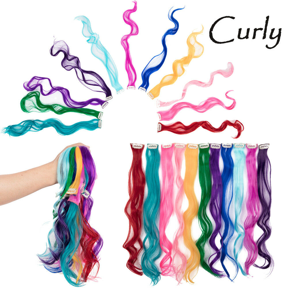 Us Stock 11pcs Mixed Rainbow Streaks Highlight Clip In Hair