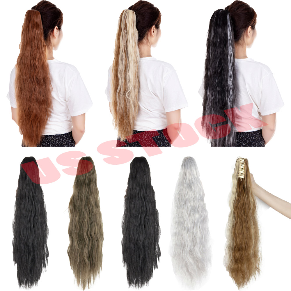 Us Long Fluffy Yaki Ponytail Claw In Ponytail Hair Extension As