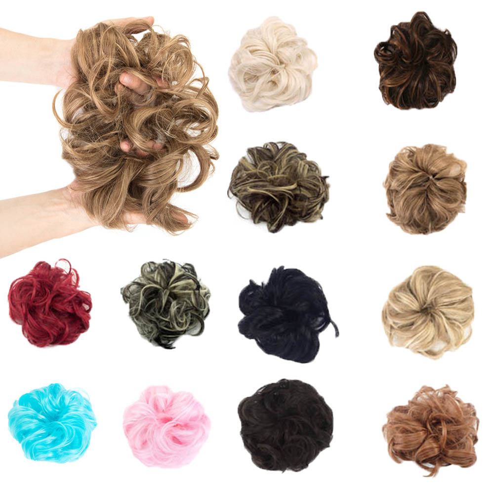 Curly Messy Bun Hairpiece Scrunchie Updo Cover Hair Extensions As Human