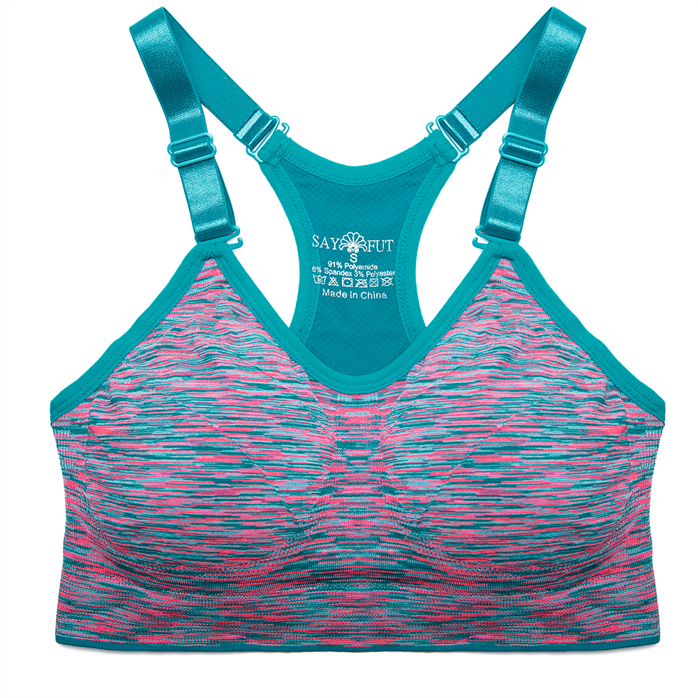 SAYFUT One Shoulder Sports Bra for Women Padded Workout Running Shirts Yoga  Crop Tank Top