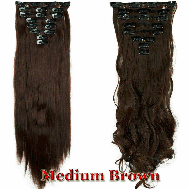 17-24Curly/23-26Straight Clip In Hair Extensions Full Head