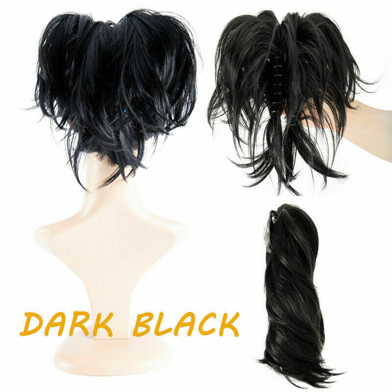 10 Color Long Ponytails Hair Extensions Messy Style Synthetic Clip In Claw US