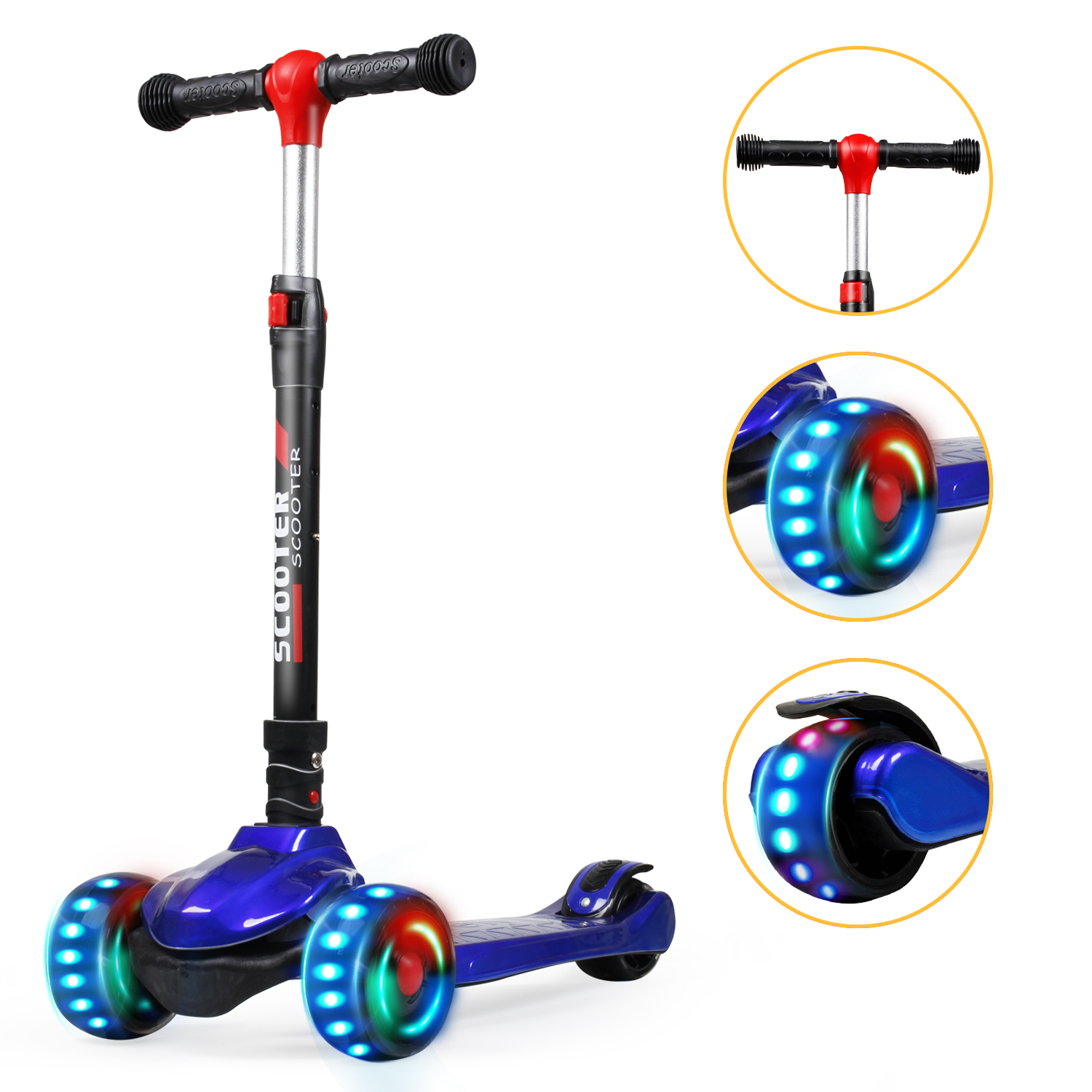 Kids Kick Scooter Deluxe for Toddler Adjustable Girls Boys Cool Toy 3 ...