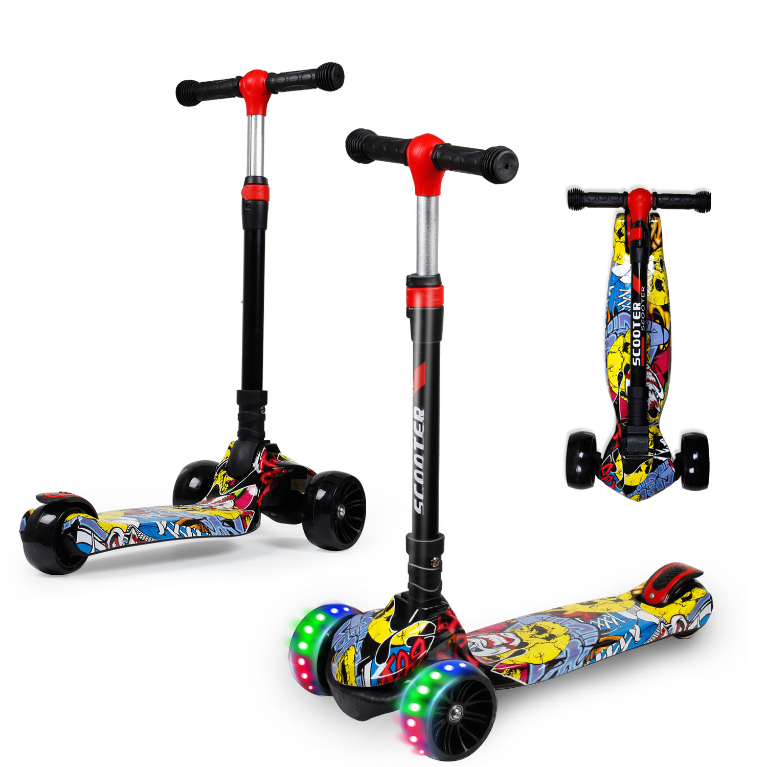 Scooters For Kids 3 Wheels Kick Scooter For Toddler Girls Boys With LED