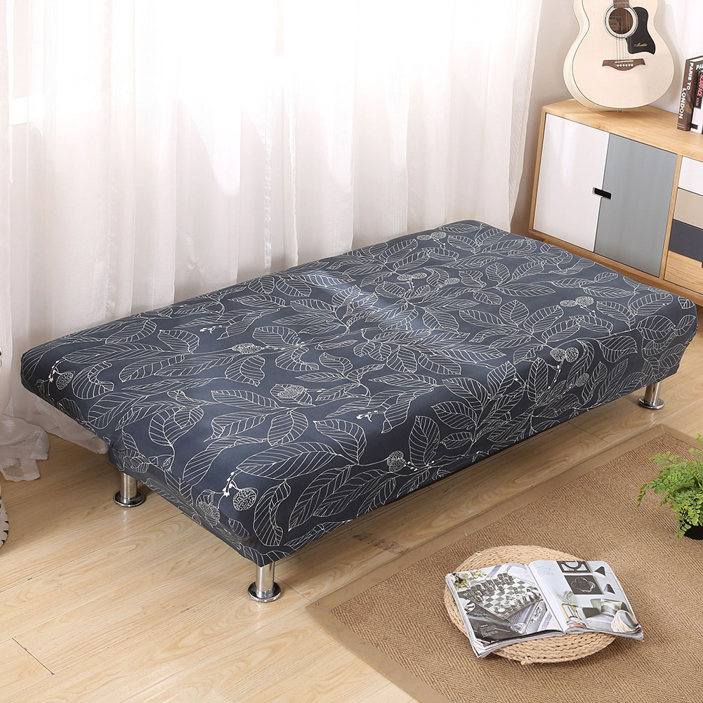 Folding Sofa Bed Cover Solid Color Futon Armless Slipcover Elastic All