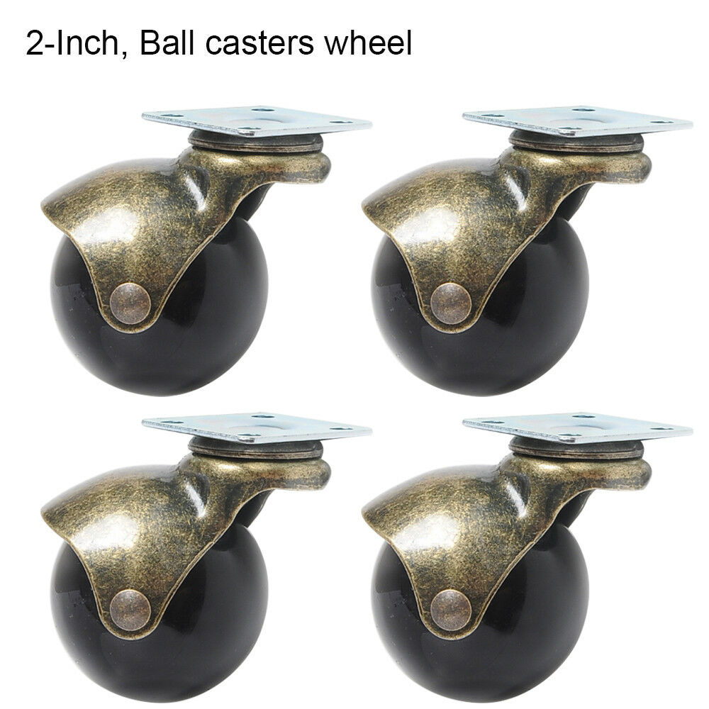 4pcs/set 2" Heavy Duty Swivel Ball Caster Wheels With 360 Degree Top Plate US 