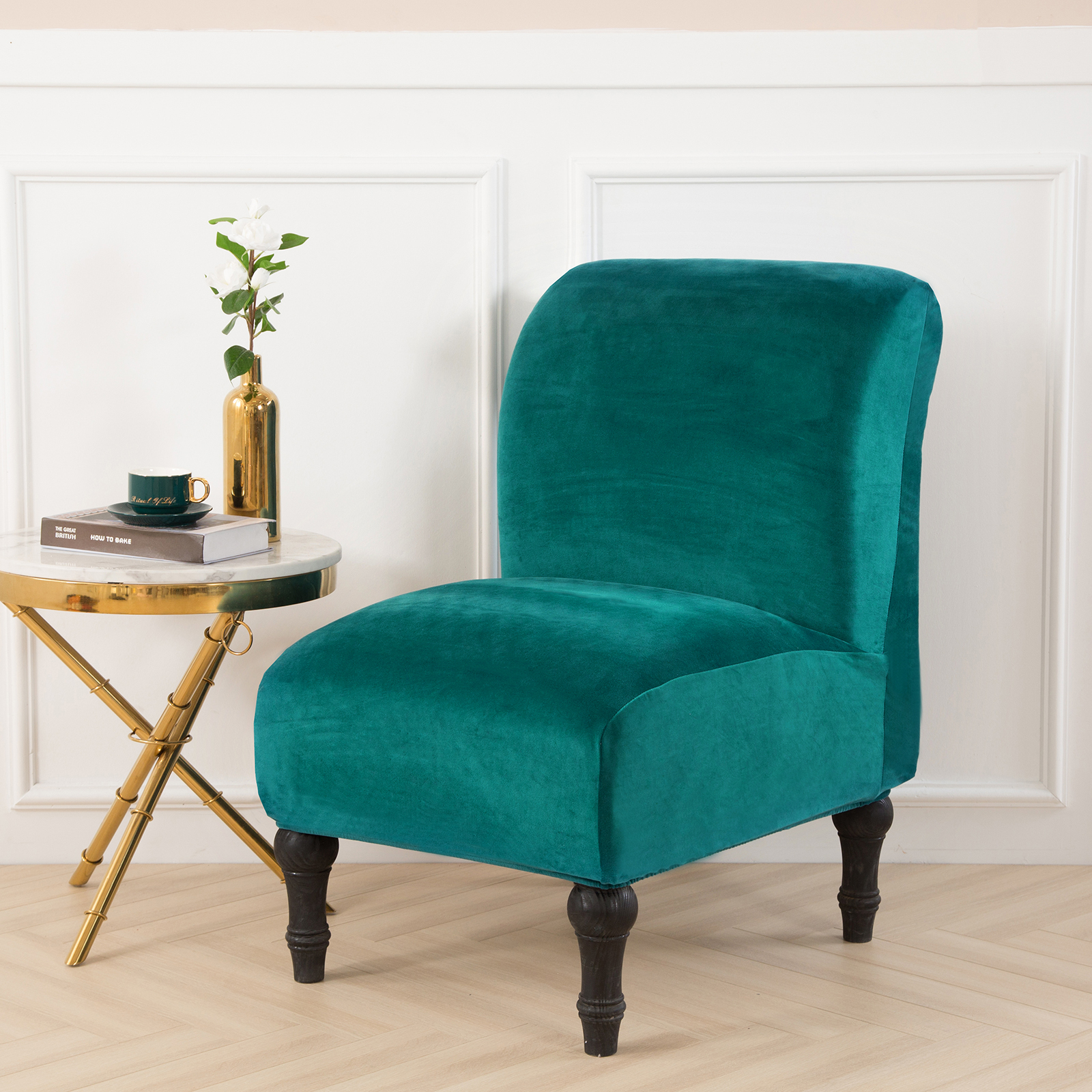 Armless Chair Velvet Slipcovers Accent Chair Cover Removable Furniture Protector Ebay 