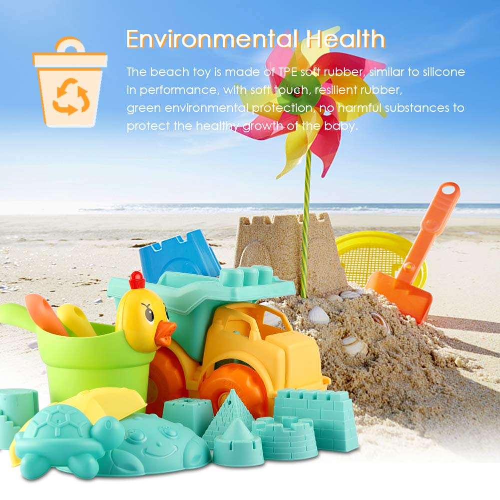 TOYMYTOY Sand Toy Set 8Pcs Beach Castle Sand Tools Creative Sand Moulds Kits with Bucket for Kids