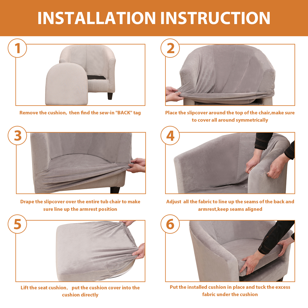 2pcs/set Velvet Tub Chair Covers Armchair Slipcovers for Club Bar