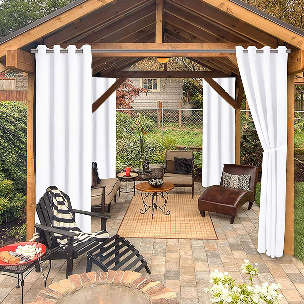 1/ 2Pcs Outdoor Waterproof Blackout Curtains Pergola Patio UV-protection Garden