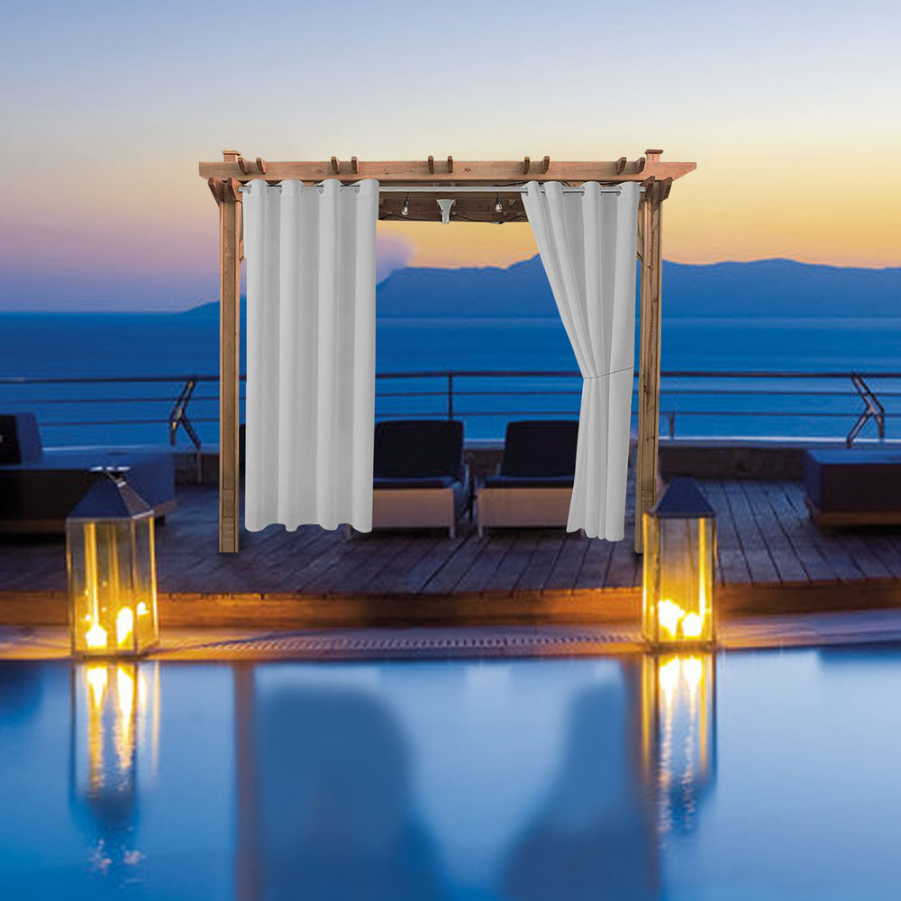 1/ 2Pcs Outdoor Waterproof Blackout Curtains Pergola Patio UV-protection Garden