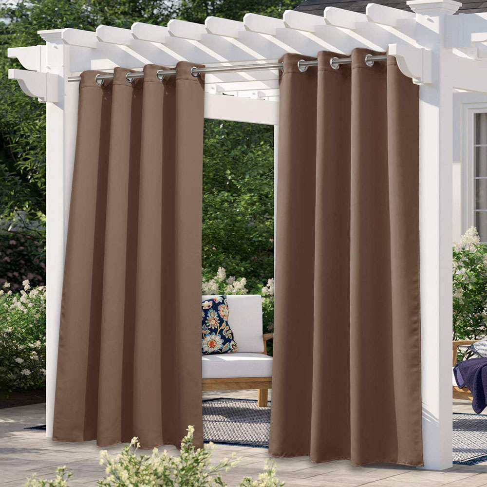 1/ 2Pcs Outdoor Waterproof Blackout Curtains Pergola Patio UV-protection Garden