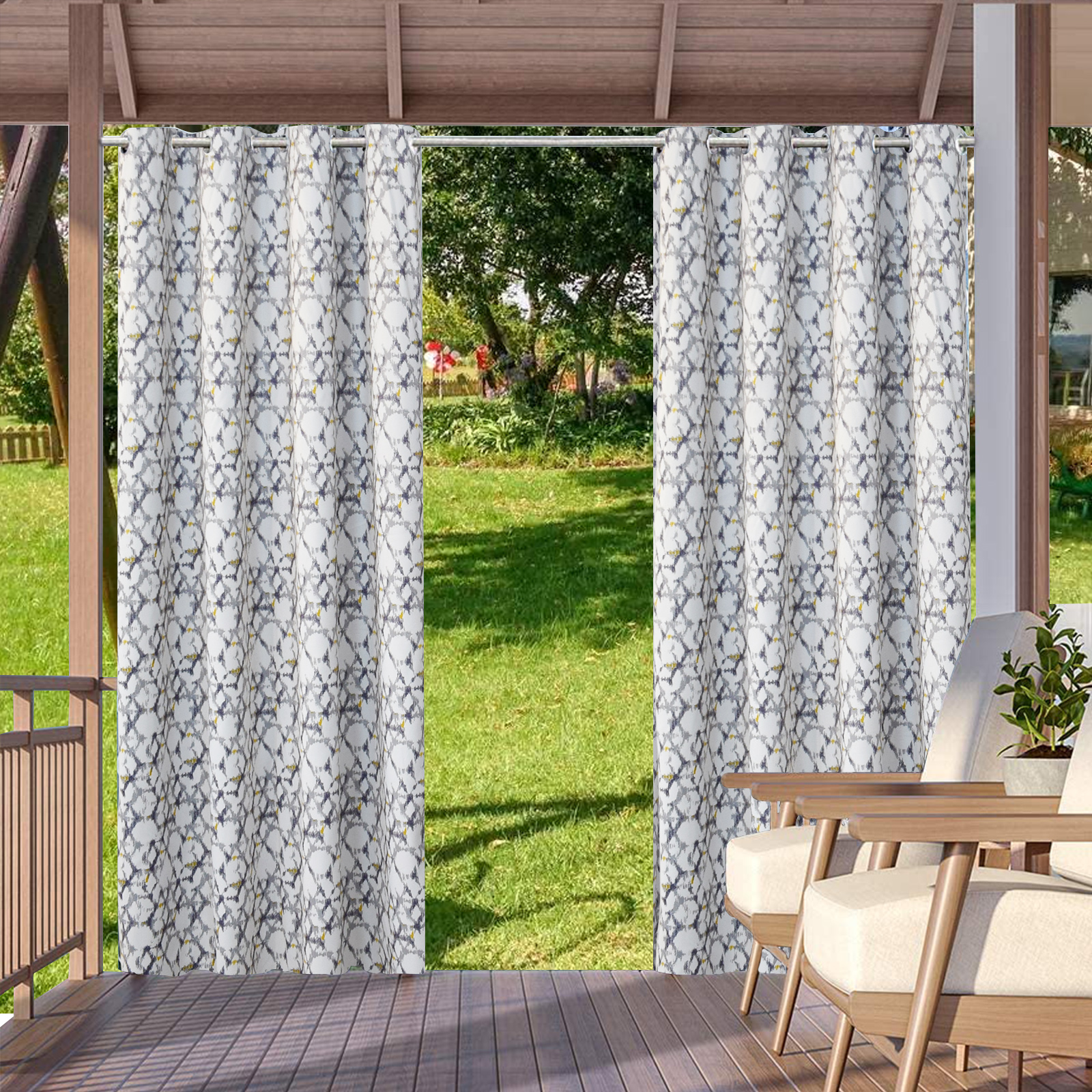 1/2/4Pcs Outdoor Waterproof Blackout Curtains Pergola Patio UV-protection Garden