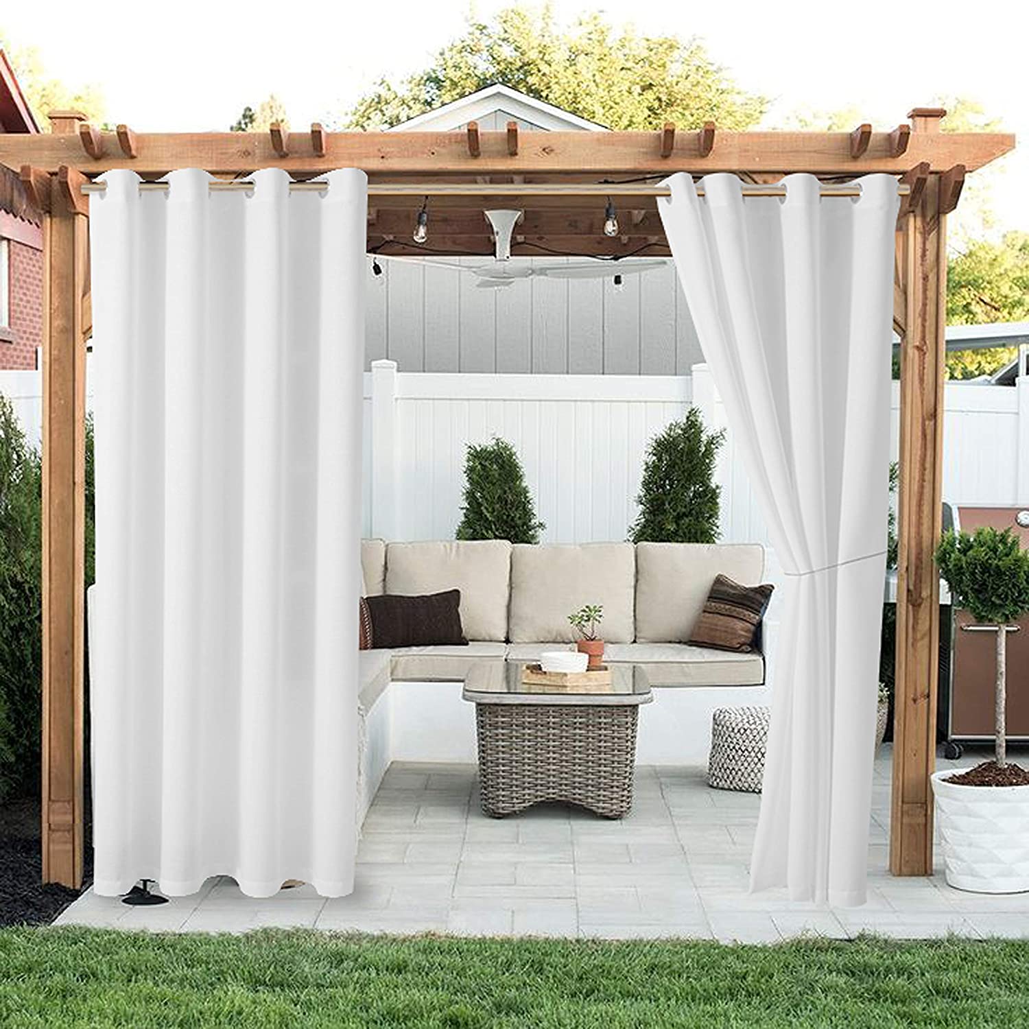 1/2/4Pcs Outdoor Waterproof Blackout Curtains Pergola Patio UV-protection Garden