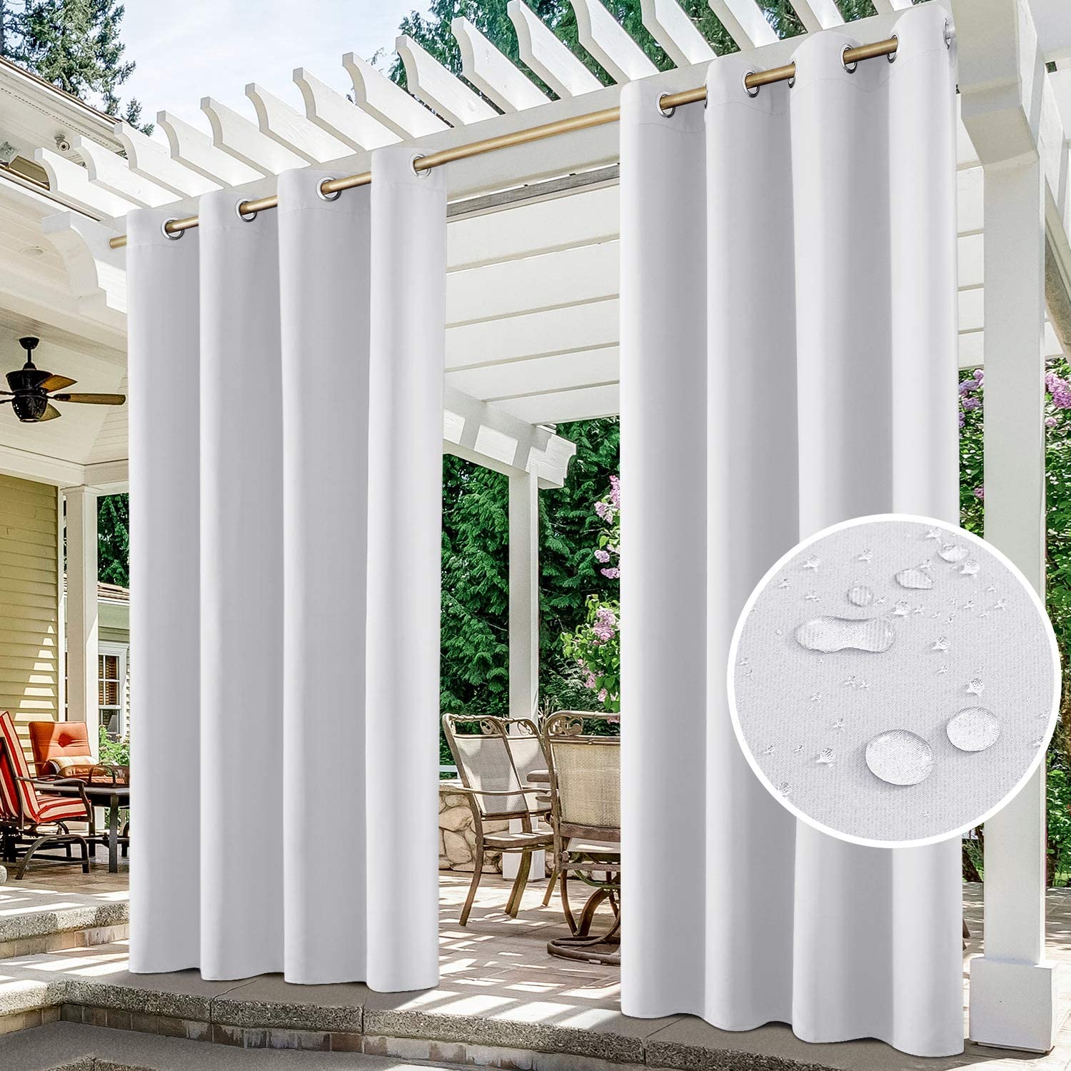 1/2/4Pcs Outdoor Waterproof Blackout Curtains Pergola Patio UV-protection Garden