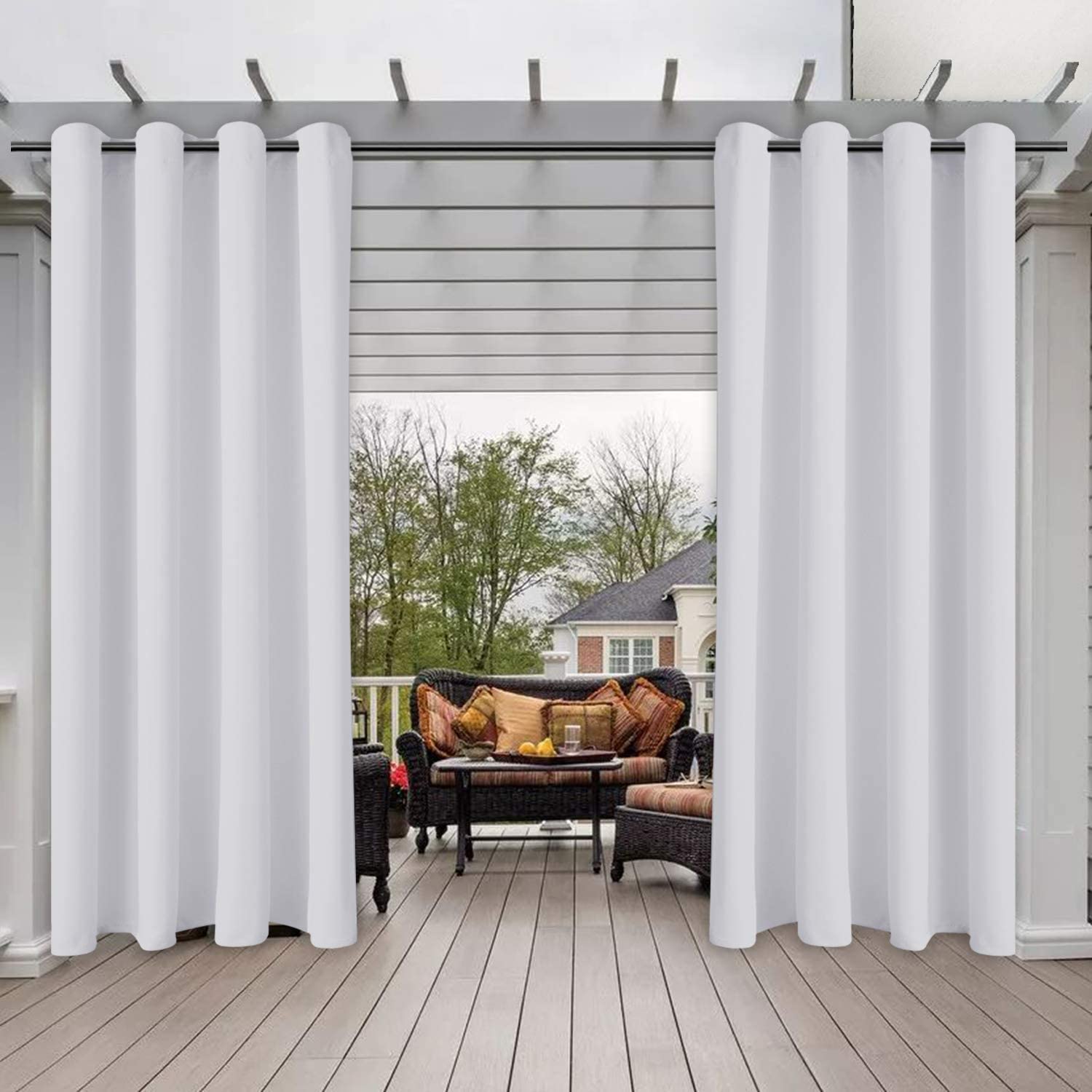 1/2/4Pcs Outdoor Waterproof Blackout Curtains Pergola Patio UV-protection Garden