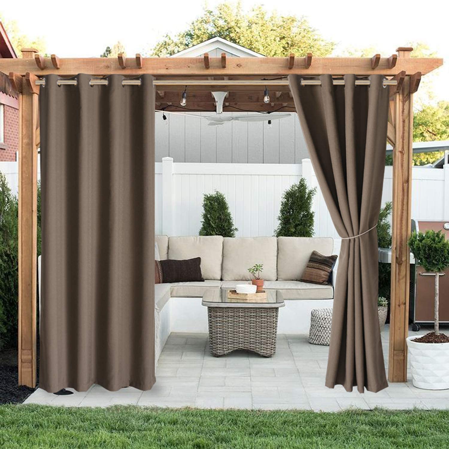 1/2/4Pcs Outdoor Waterproof Blackout Curtains Pergola Patio UV-protection Garden