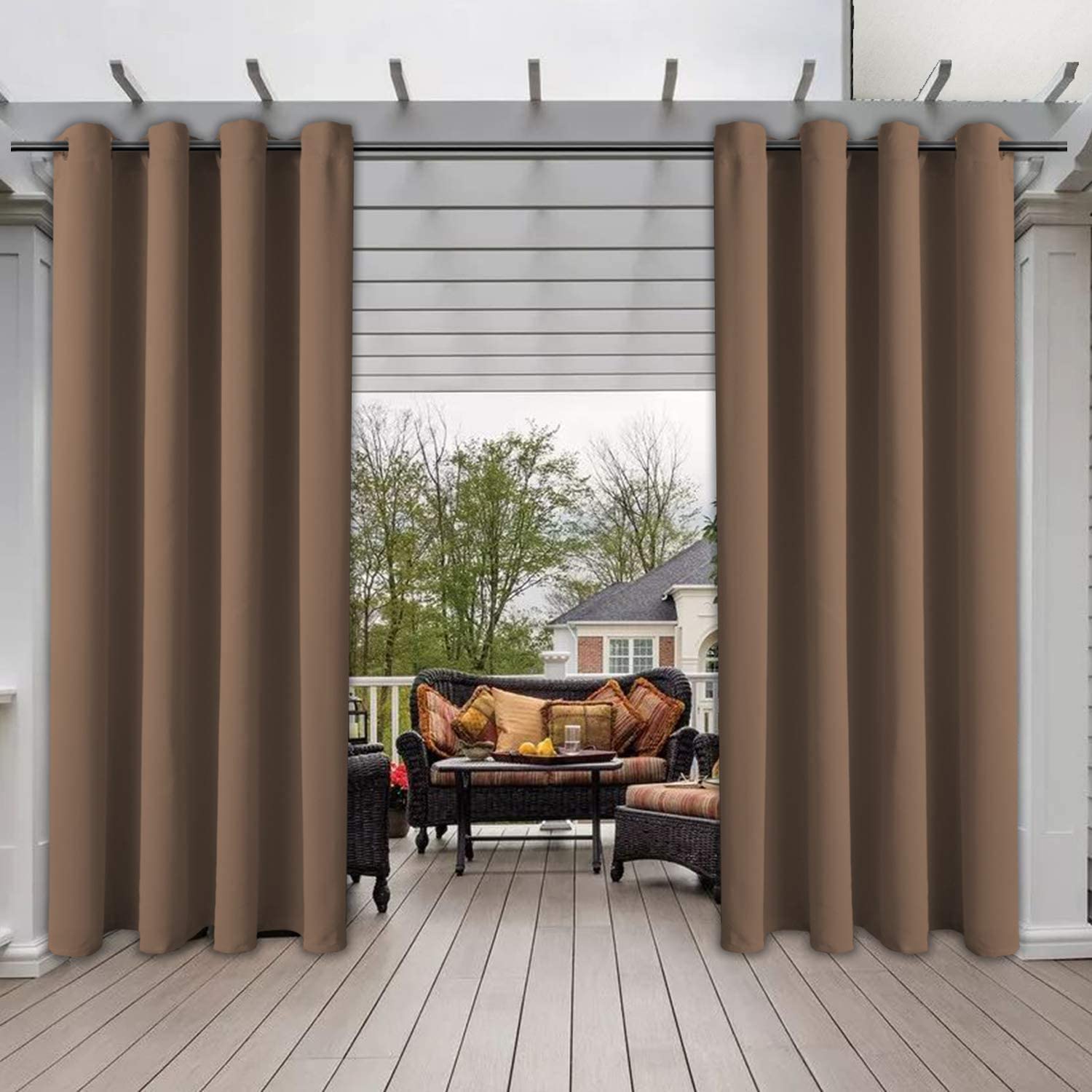 1/2/4Pcs Outdoor Waterproof Blackout Curtains Pergola Patio UV-protection Garden