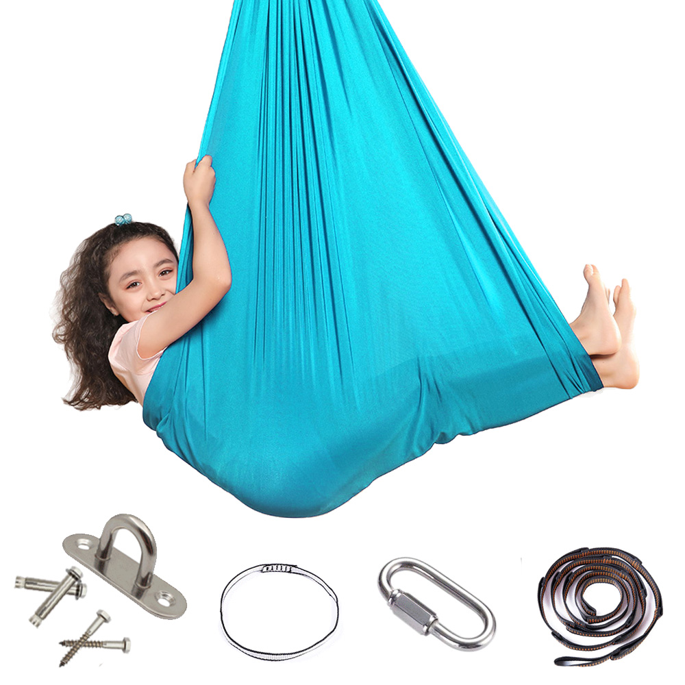 Green ADHD Aspergers Aokitec Therapy Swing for Kids with Special Needs Snuggle Swing Cuddle Indoor Outdoor Adjustable Hammock for Children with Autism Hardware Included Sensory Integration 