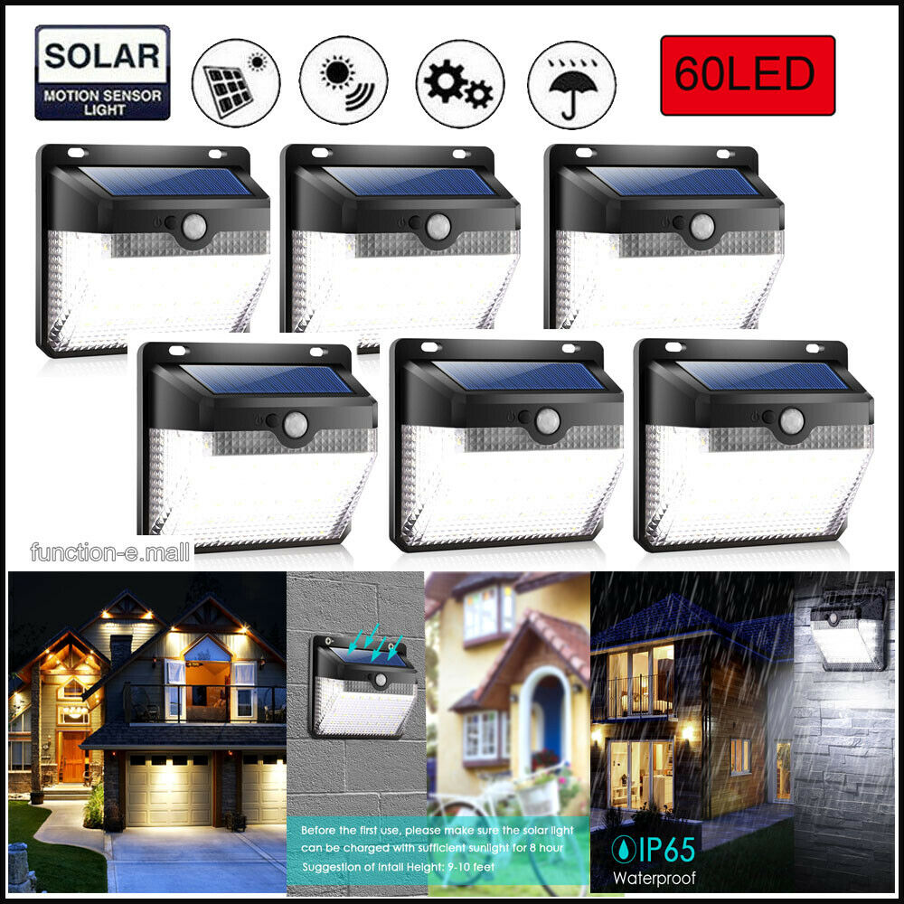 Waterproof 60 LED Solar Power PIR Motion Sensor Wall Light Outdoor Garden Lamp - Picture 11 of 13