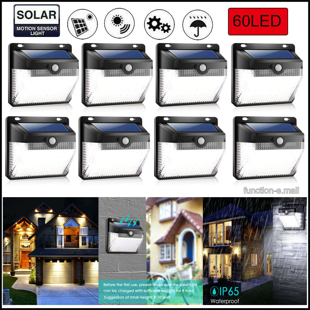 Waterproof 60 LED Solar Power PIR Motion Sensor Wall Light Outdoor Garden Lamp - Picture 12 of 13