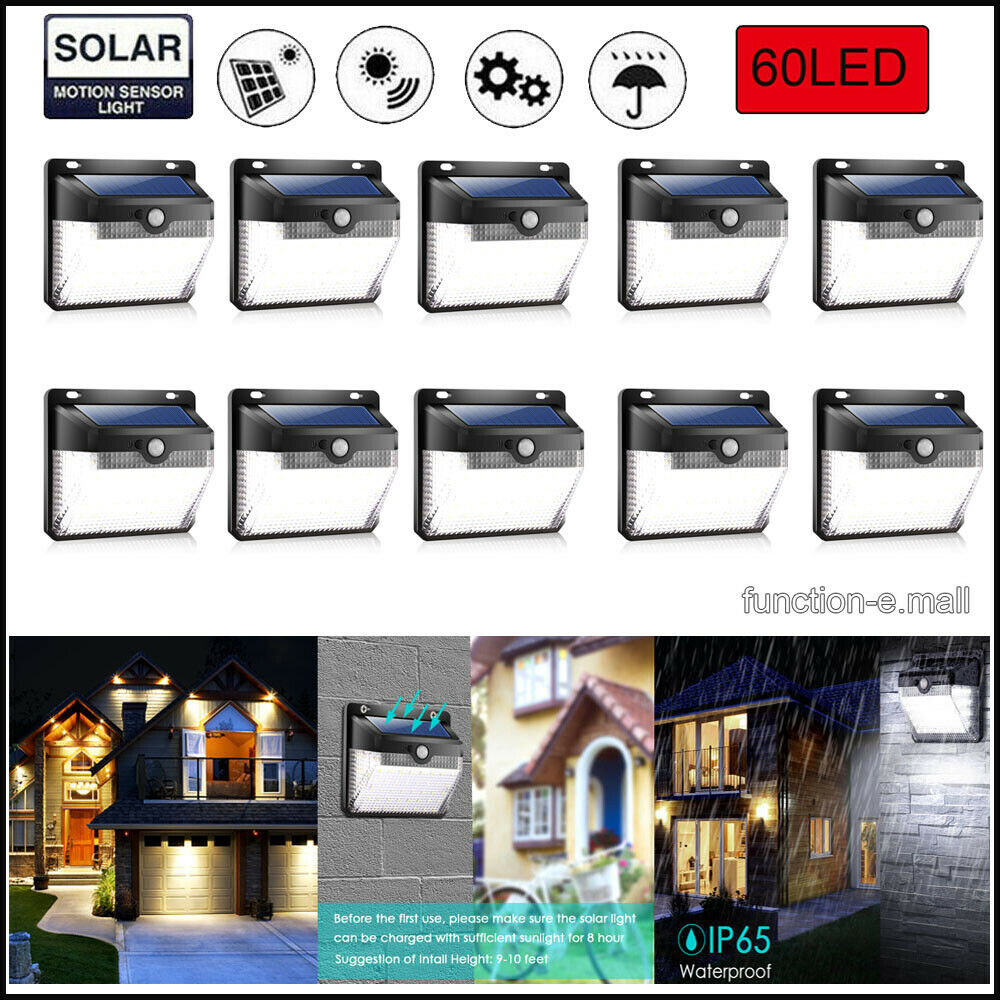 Waterproof 60 LED Solar Power PIR Motion Sensor Wall Light Outdoor Garden Lamp - Picture 13 of 13