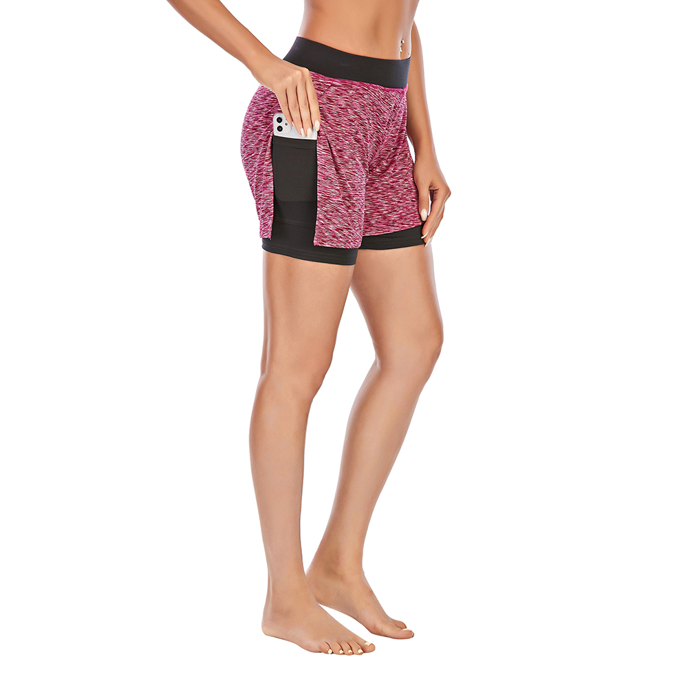 Women 2 In 1 Running Quick Dry Short Athletic Gym Yoga Shorts with Phone Pockets - Picture 12 of 15