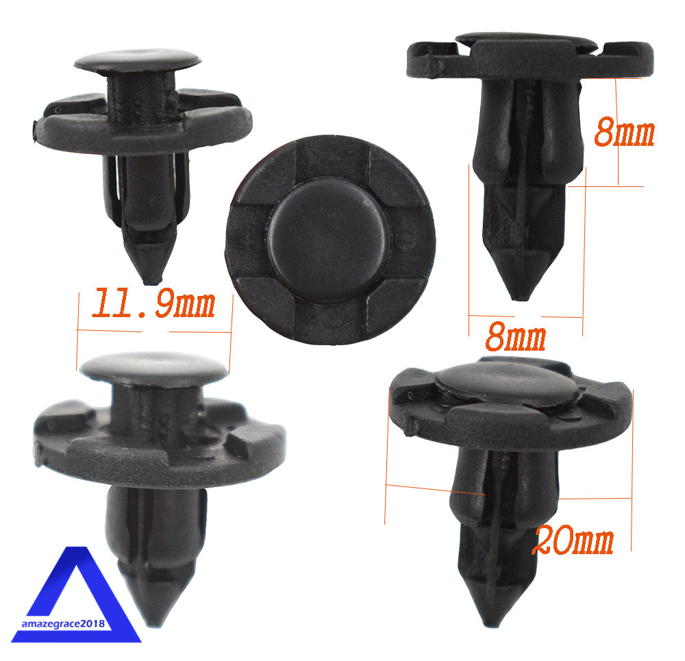 100pcs Plastic Rivet Fastener Mud Flaps Bumper Fender Push Clips 8mm For Nissan