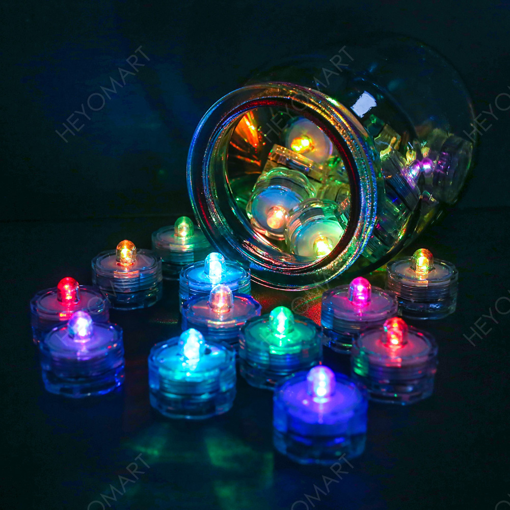 12/24/36 LED Vase Tea Light Candles Submersible Waterproof Wedding Party Decor 
