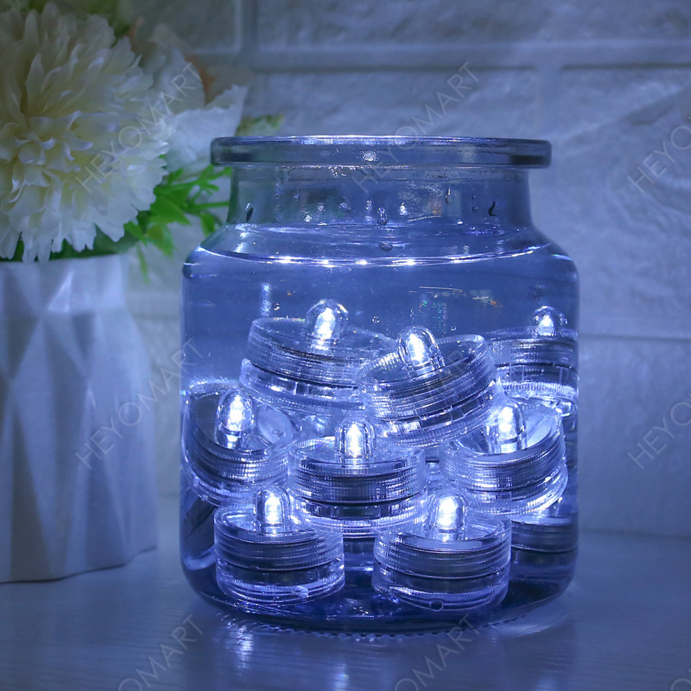 12/24/36 LED Vase Tea Light Candles Submersible Waterproof Wedding Party Decor 