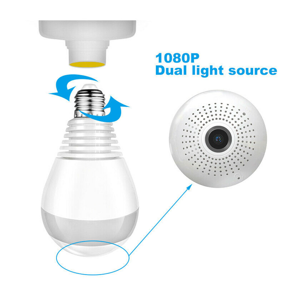 360&deg; HD 1080P IP E27 Light Bulb Camera Wi-Fi IR Smart Home Wireless Invisible NK