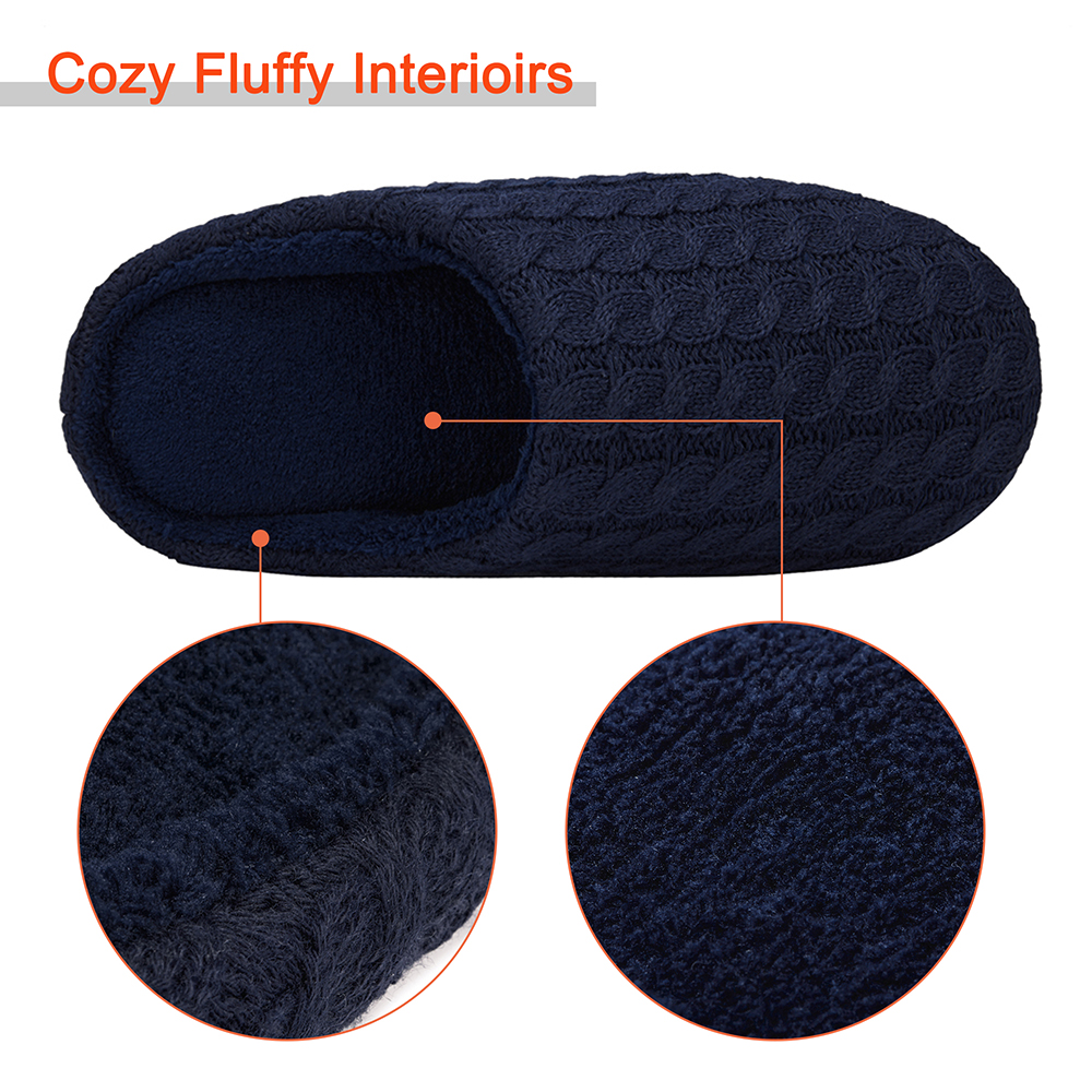 Men Women Slip on Fuzzy Slippers Memory Foam House Outdoor Indoor Warm Plush New - Picture 16 of 27