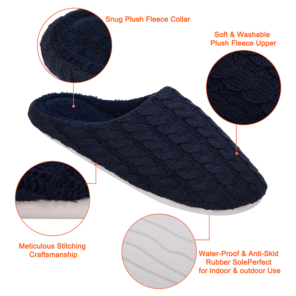 Men Women Slip on Fuzzy Slippers Memory Foam House Outdoor Indoor Warm Plush New - Picture 17 of 27