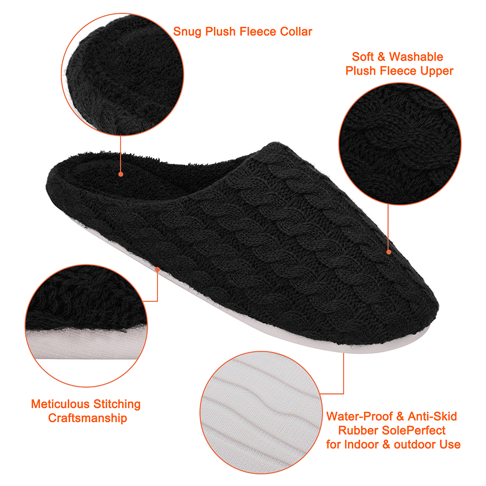 Men Women Slip on Fuzzy Slippers Memory Foam House Outdoor Indoor Warm Plush New - Picture 20 of 27